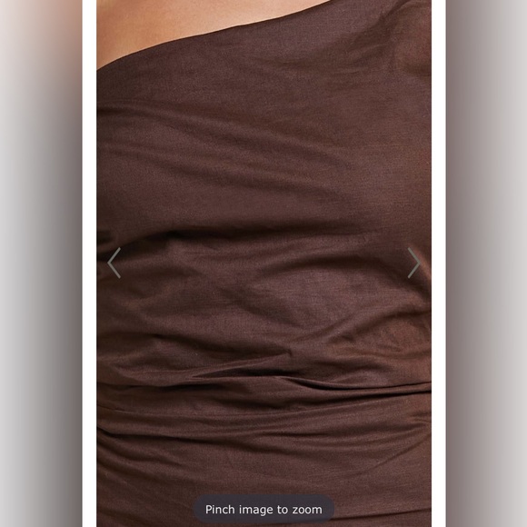 CINCINNATI MIDI - OFF THE SHOULDER SIDE SPLIT COLUMN DRESS IN CHOCOLATE- NWT - Picture 4 of 4